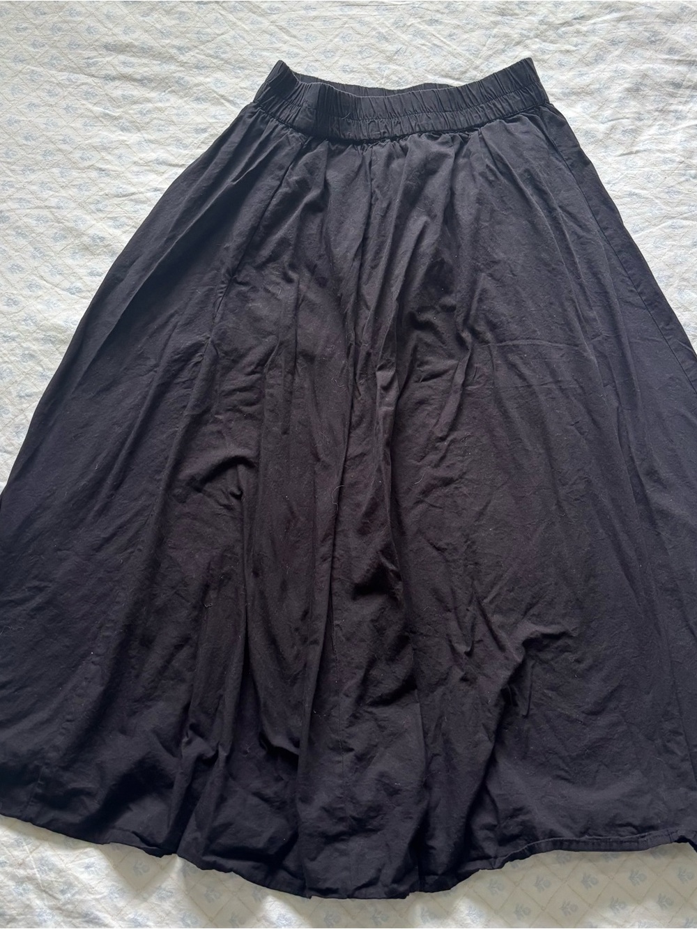Joie Black A-Line Midi Skirt with Elastic Waist